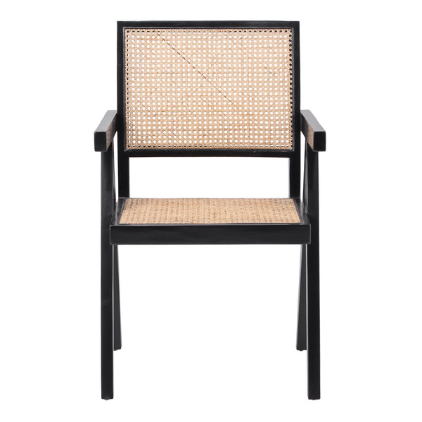 Bordeaux Rattan Dining Arm Chair In Black/ Natural