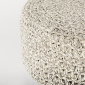 Bina  24.0L x 24.0W x 14.0H Light Gray 4 Legged Wool Stool