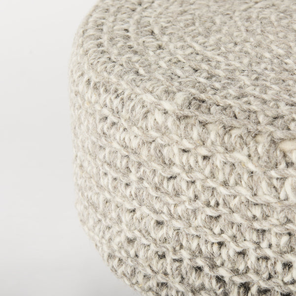 Bina  24.0L x 24.0W x 14.0H Light Gray 4 Legged Wool Stool