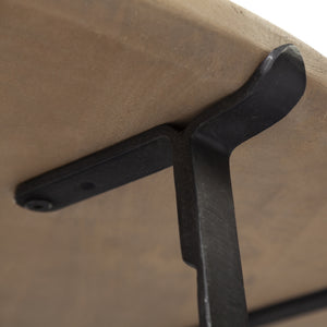 Helios (Set of 2) Brown Solid Wood Top Black Metal Base Nesting Coffee Tables