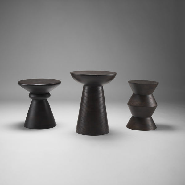 Novell Dark Brown Wood Pedestal Accent Table