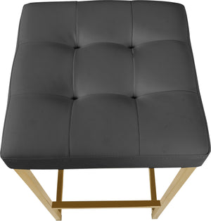 Pearl Stool In Grey Faux Leather and Gold