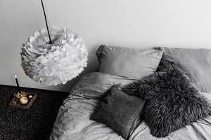 Eos Medium Hardwired Pendant in Grey with Black Cord