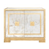 ANTQ. MIRROR & GL 2 DOOR CABINET W GREEK KEY DETAIL