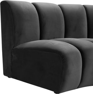 Lynda 3pc. Modular Sectional In Grey Velvet