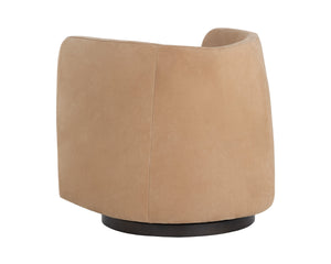 EMILIE SWIVEL LOUNGE CHAIR - NUBUCK TAN LEATHER