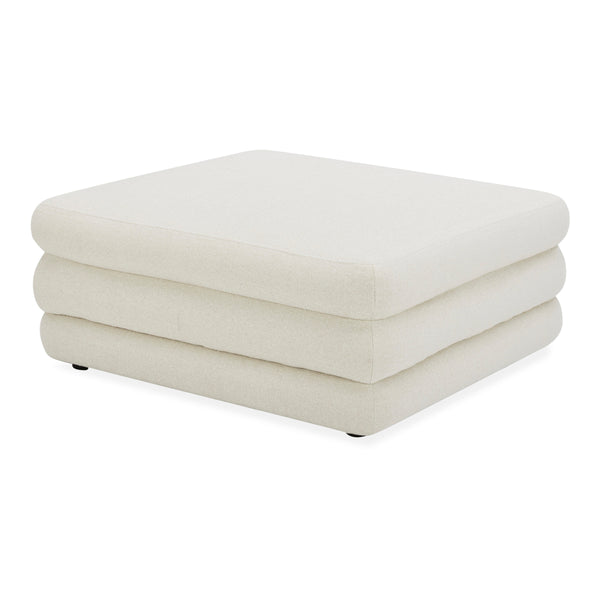 Lowtide Ottoman in Warm White Textured Fabric