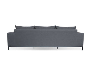 Jericho Sofa in charcoal sunbrella fabric with black frame