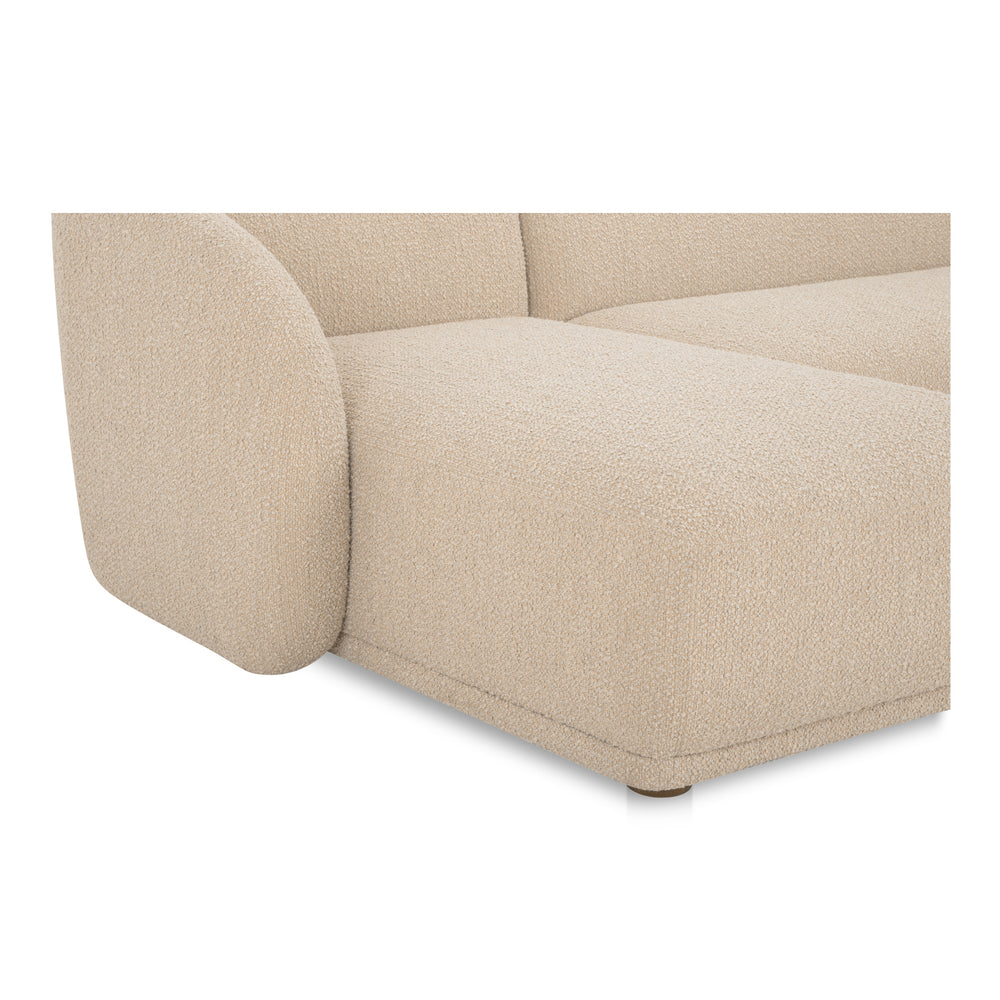 Faye Left Sectional in Beige Boucle with Curved Back