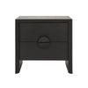 TWO DRAWER SIDE TABLE IN BLACK PAINTED GRASSCLOTH WITH BLACK OAK HANDLES