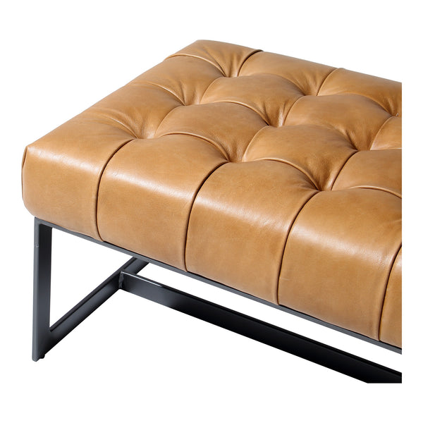 Moe's Wyatt Leather Bench Tan with Iron Frame