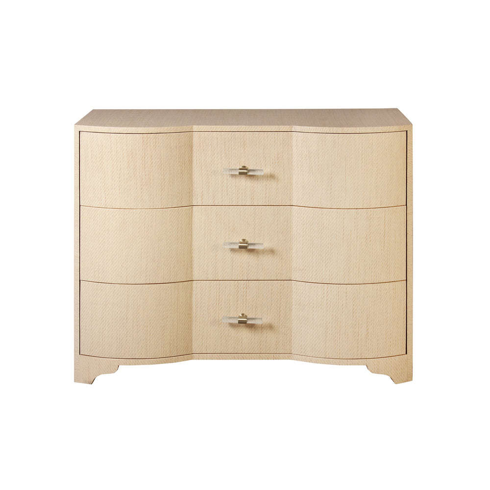 THREE DRAWER CHEST IN NATURAL GRASSCLOTH