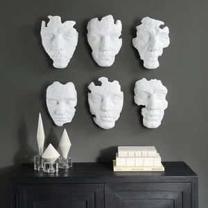 Self-Portrait White Mask Wall Decor, Set/6
