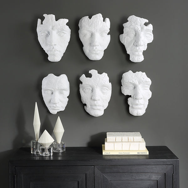 Self-Portrait White Mask Wall Decor, Set/6