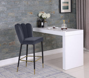 Anita Stool In Grey Velvet