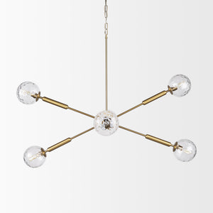 Britton Gold Metal w/ Clear Glass Globes 6-Light Chandelier