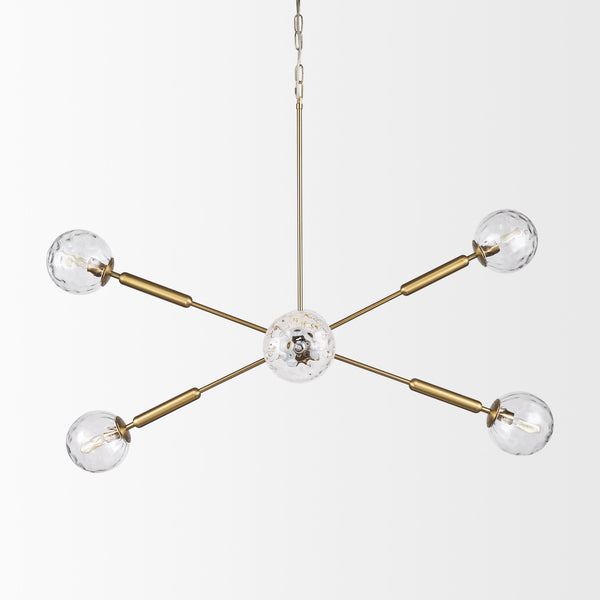 Britton Gold Metal w/ Clear Glass Globes 6-Light Chandelier
