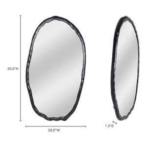 Foundry Oval Mirror Black Aluminum Frame