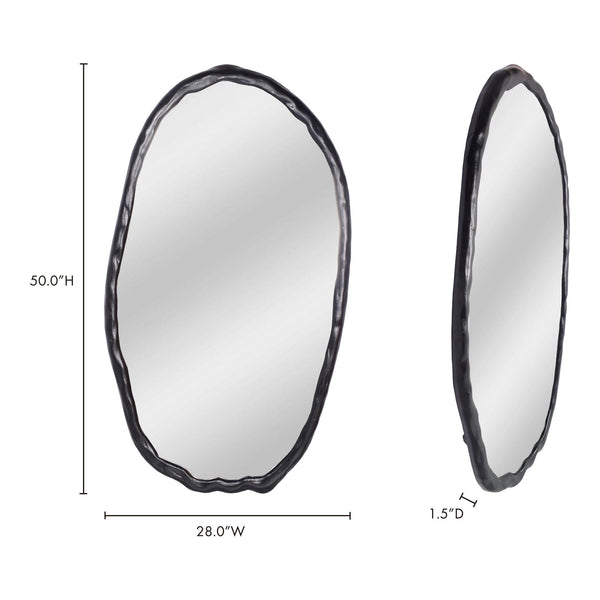 Foundry Oval Mirror Black Aluminum Frame