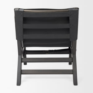Elodie 24.4L x 33.9W x 30.7H Black Leather W/Black Stain Beech Wood Frame Accent Chair