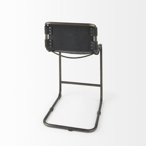 Berbick 21L x 25W x 38H Black Leather W/ Iron Frame Counter Stool