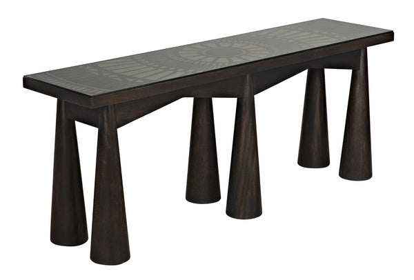Tutankhamun Ebony Walnut Console with Glass Detailing