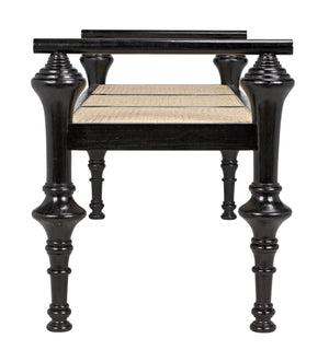 Indochine Sungkai/Mindi Bench with Caning in Charcoal Black