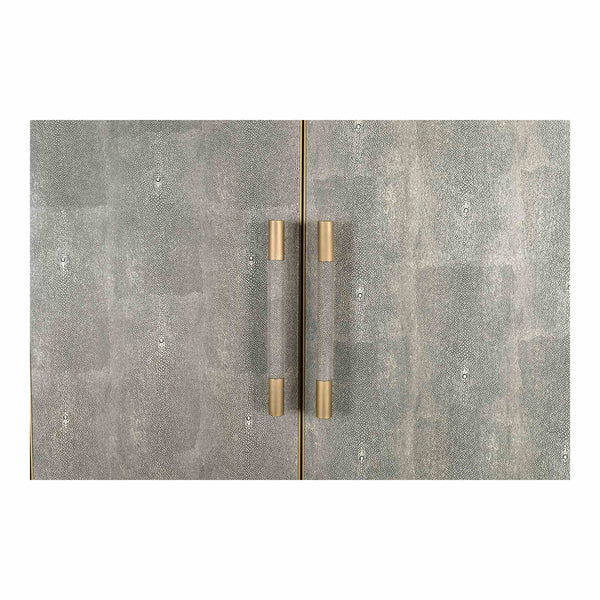 Mako Bar Cabinet in Grey with Brass Accents