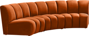 Lynda 3pc. Modular Sectional In Cognac Velvet