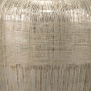 Damsle Glass Table Lamp with Linen Shade, Silver