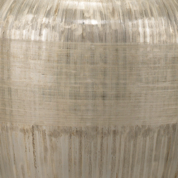 Damsle Glass Table Lamp with Linen Shade, Silver