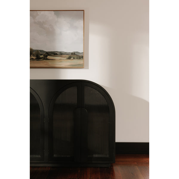Salone Cabinet in Black with Reeded Glass
