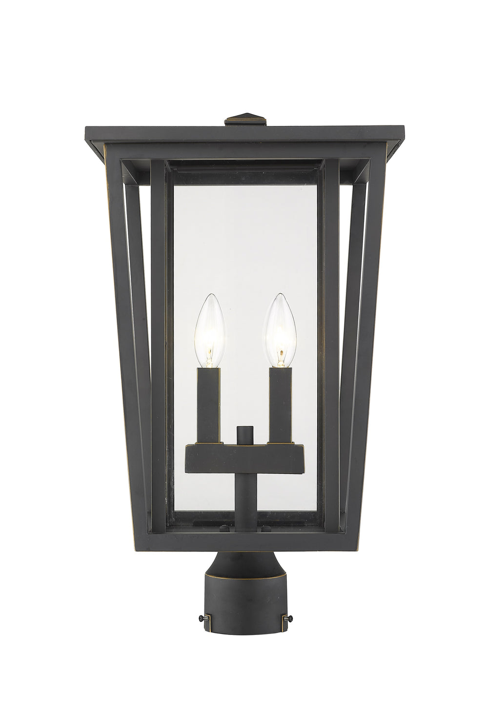 Seoul 2 Light Outdoor Post Mount Fixture in Oil Rubbed Bronze Finish