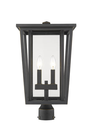 Seoul 2 Light Outdoor Post Mount Fixture in Oil Rubbed Bronze Finish
