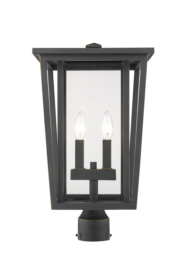 Seoul 2 Light Outdoor Post Mount Fixture in Oil Rubbed Bronze Finish