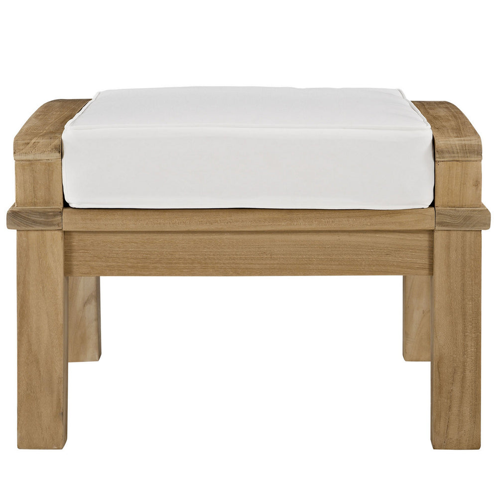 Quay Outdoor Patio Teak Ottoman In Natural White