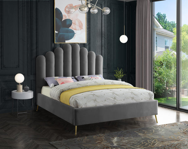 Anita Full Bed In Grey Velvet