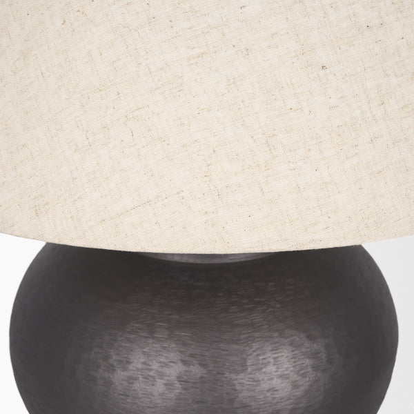 Salaah Black Brushed Metal w/ Beige Shade Table Lamp