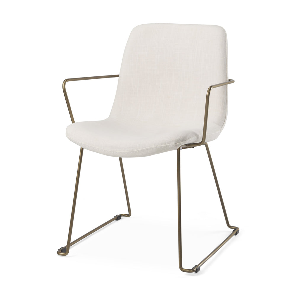 Sawyer Cream Fabric Wrap Gold Metal Frame Dining Chair