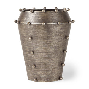 Elio  9.1H Small Champagne Metal W/Studs Vase