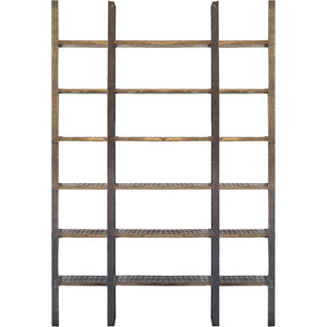 Taunton I 80L x  10.5W x 90H Brown Wood and Black Iron Six Shelving Unit