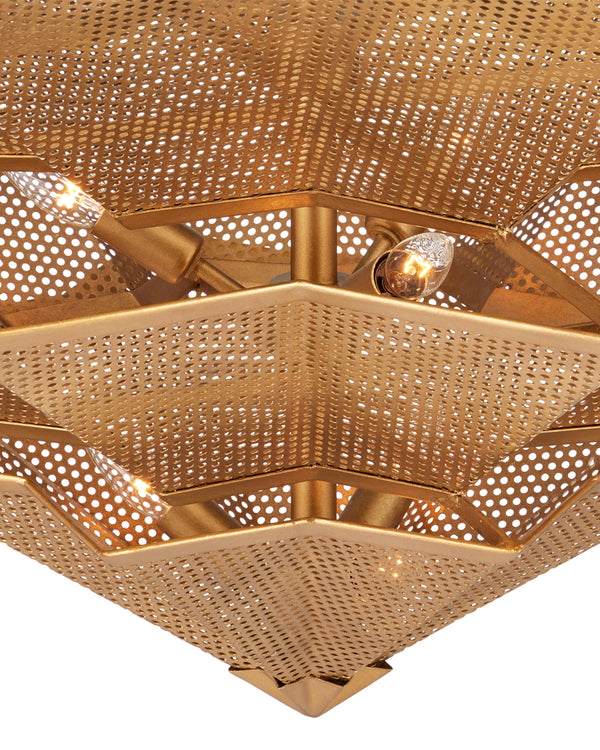 Hanway Chandelier In Antique Gold Leaf
