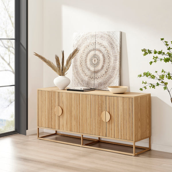 Ingrid KD Sideboard w/ 4 Doors, Natural 