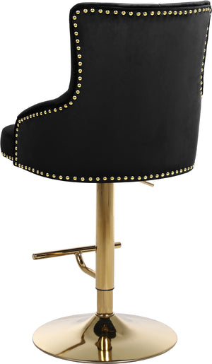 Stella Adjustable Stool In Black Velvet and Gold
