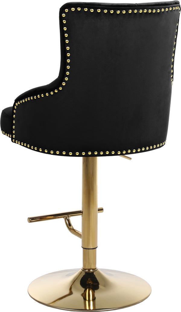 Stella Adjustable Stool In Black Velvet and Gold