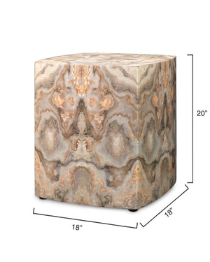 Ink Blot Faux Marble Side Table, Cream