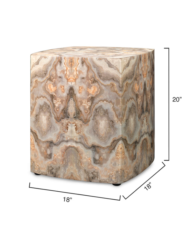 Ink Blot Faux Marble Side Table, Cream