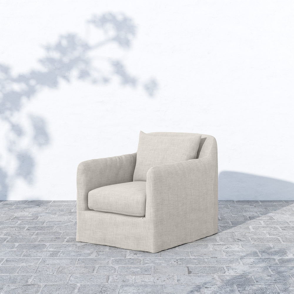 Dade Outdoor Swivel Chair in Stone Grey