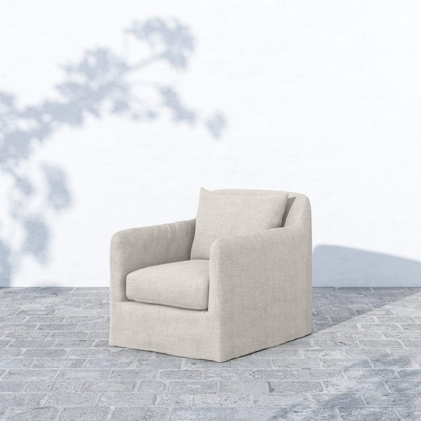 Dade Outdoor Swivel Chair in Stone Grey