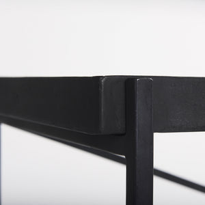 Trey 72.0"L x 16.0"W x 30.0"H Black Metal W/Glass Console Table